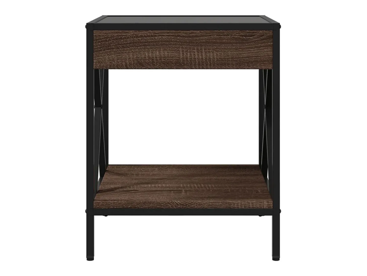 Mesa De Centro| Mesa de centro | Mesa de apoio luzes LED Infinity 40x40x49 cm carvalho Castanho