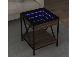 Mesa De Centro| Mesa de centro | Mesa de apoio luzes LED Infinity 40x40x49 cm carvalho Castanho