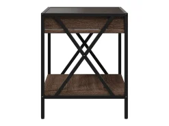 Mesa De Centro| Mesa de centro | Mesa de apoio luzes LED Infinity 40x40x49 cm carvalho Castanho