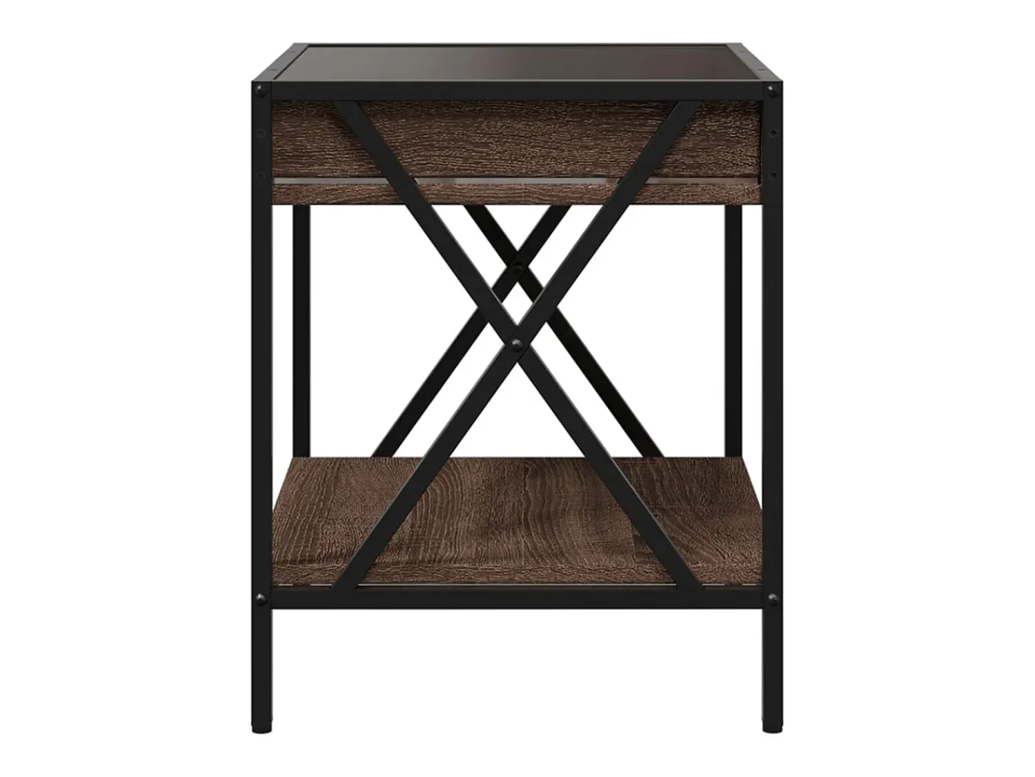 Mesa De Centro| Mesa de centro | Mesa de apoio luzes LED Infinity 40x40x49 cm carvalho Castanho