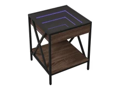 Mesa De Centro| Mesa de centro | Mesa de apoio luzes LED Infinity 40x40x49 cm carvalho Castanho
