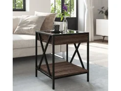 Mesa De Centro| Mesa de centro | Mesa de apoio luzes LED Infinity 40x40x49 cm carvalho Castanho