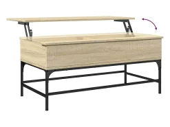 Mesa De Centro| Mesa de centro | Mesa de apoio 100x50x45cm deriv. madeira/metal carvalho sonoma Castanho