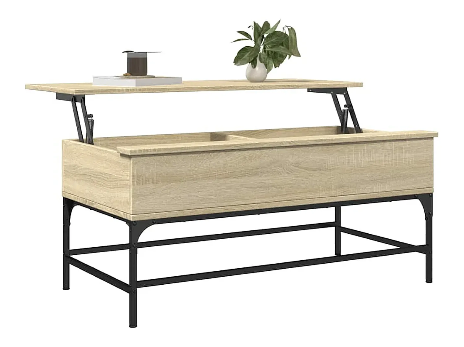 Mesa De Centro| Mesa de centro | Mesa de apoio 100x50x45cm deriv. madeira/metal carvalho sonoma Castanho