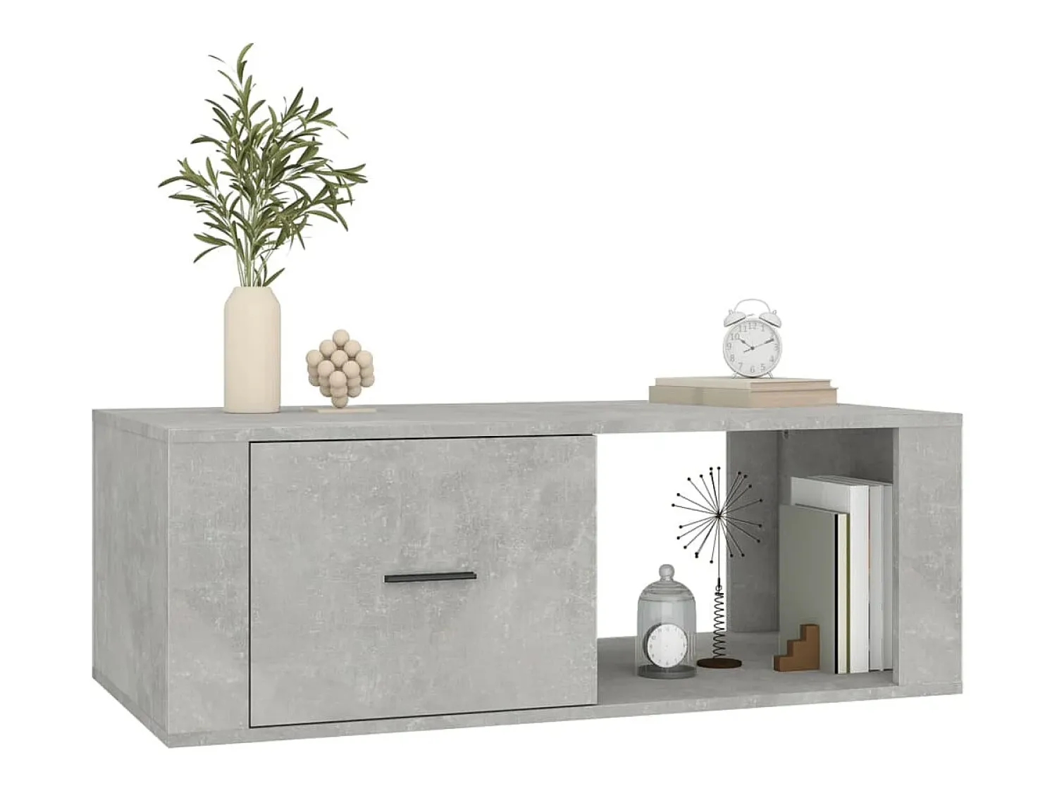 Best Mesa de centro | Mesa de apoio 100x50.5x35 cm derivados madeira cinza cimento Cinzento