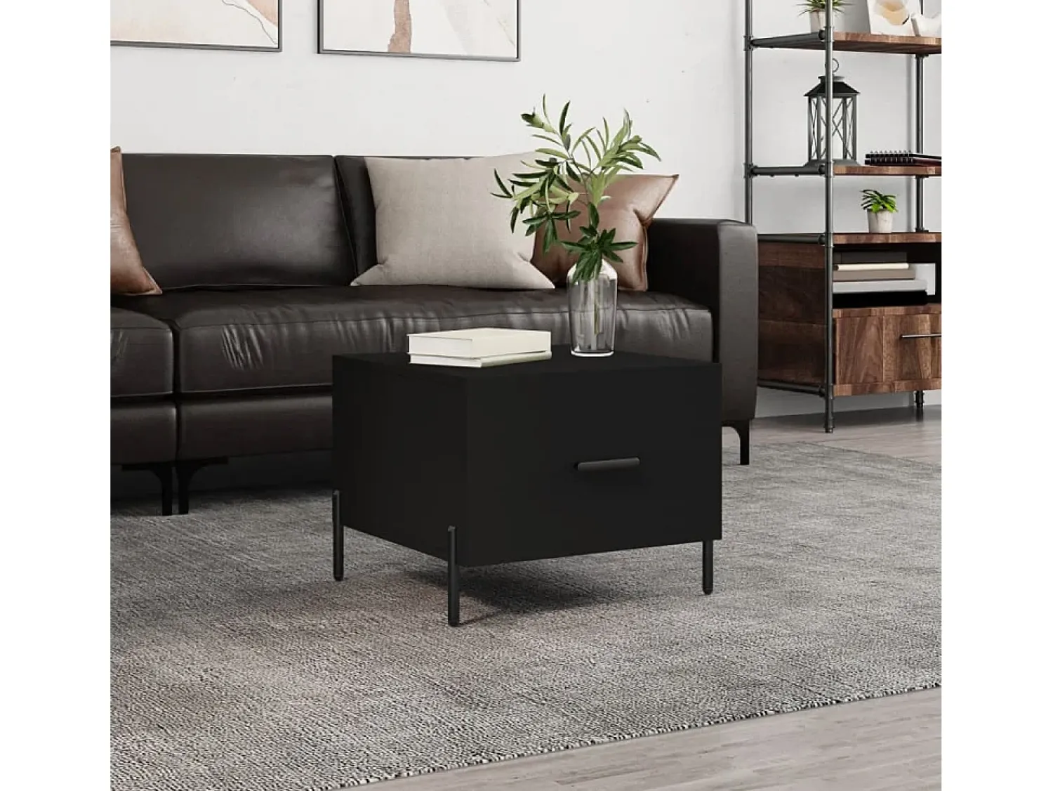 Mesa De Centro| Mesa de centro | Mesa de apoio 50x50x40 cm derivados de madeira Preto
