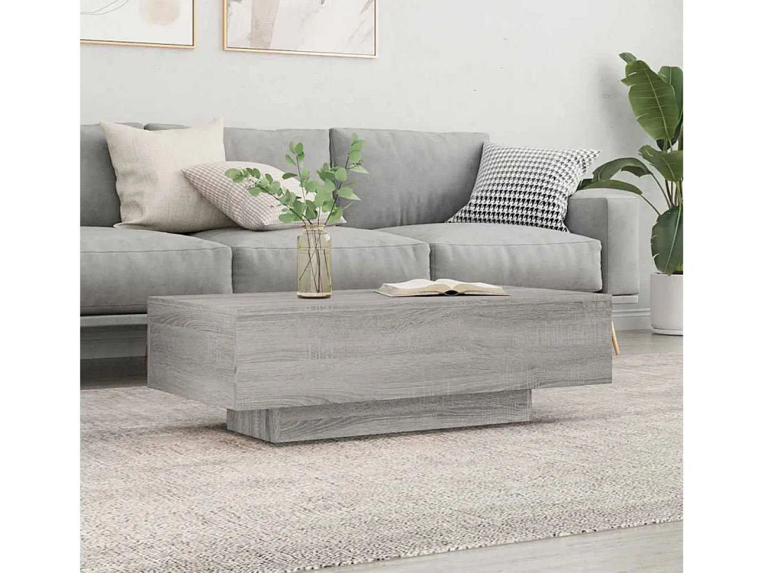 Mesa De Centro* Mesa de centro | Mesa de apoio 100x49.5x31 cm derivados de madeira cinza sonoma Cinzento