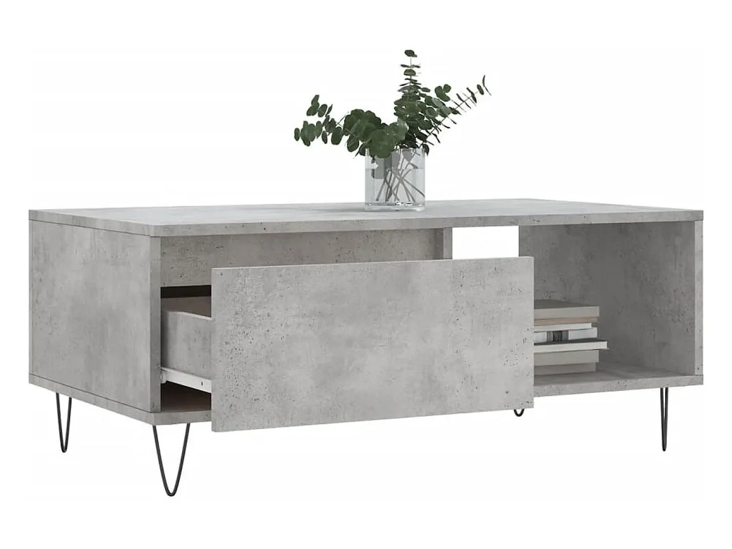Mesa De Centro* Mesa de centro | Mesa de apoio 90x50x36.5 cm derivados madeira cimento Cinzento