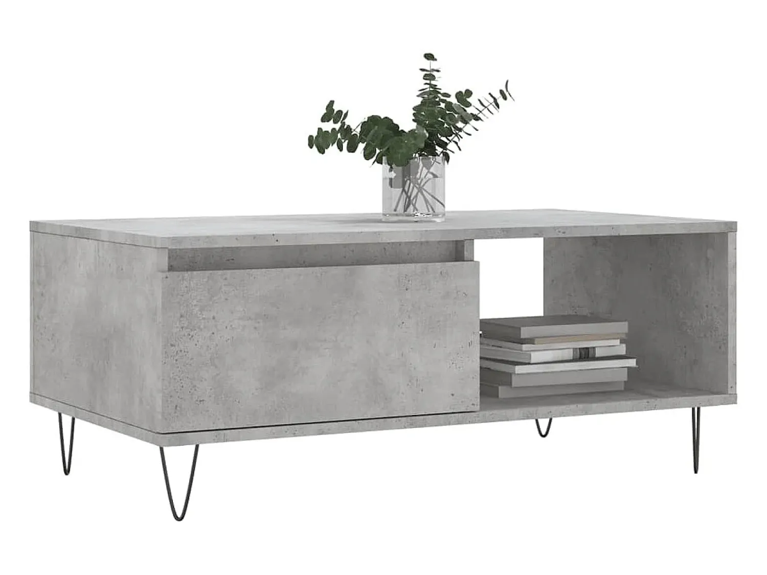 Mesa De Centro* Mesa de centro | Mesa de apoio 90x50x36.5 cm derivados madeira cimento Cinzento