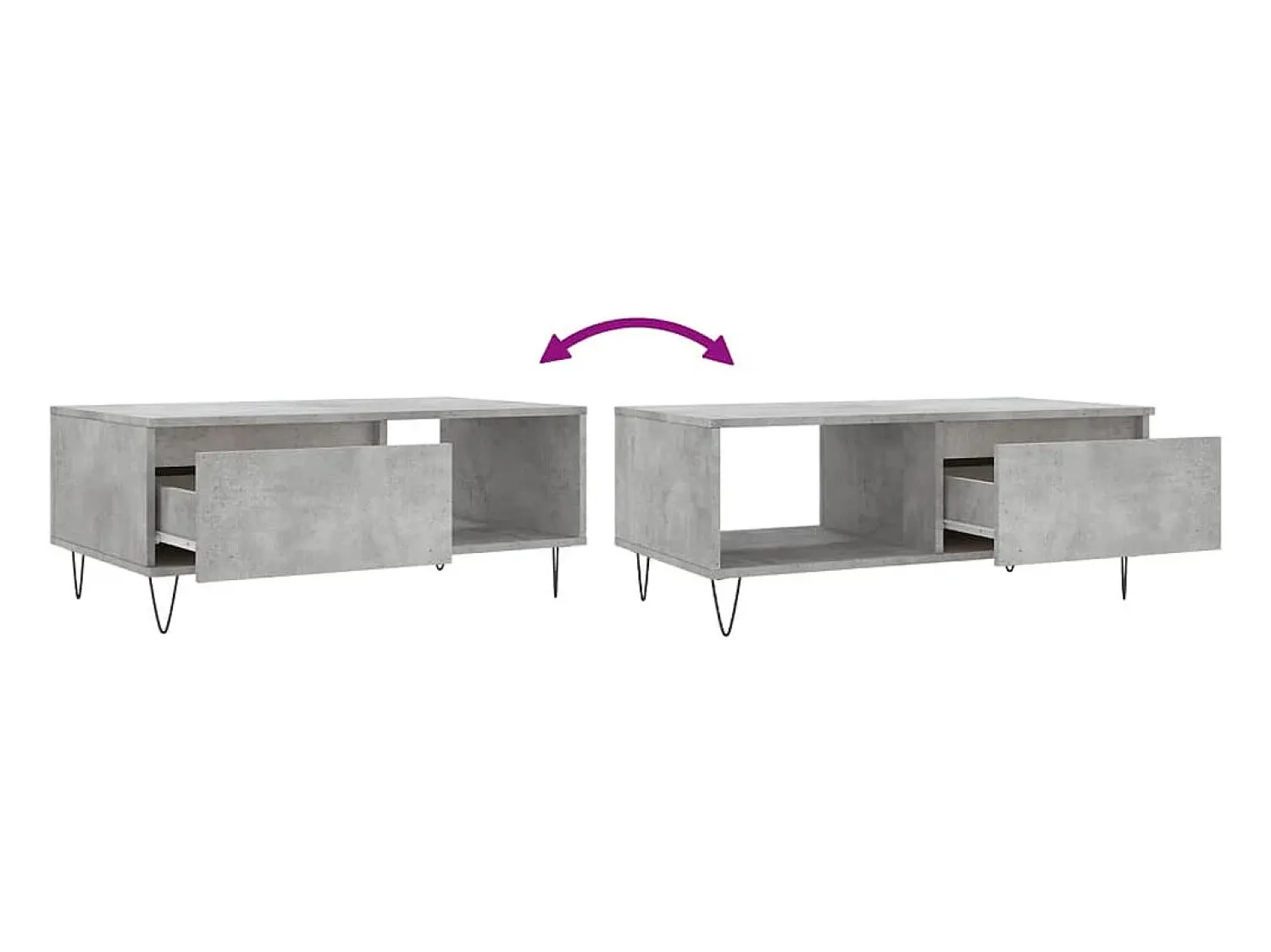 Mesa De Centro* Mesa de centro | Mesa de apoio 90x50x36.5 cm derivados madeira cimento Cinzento