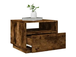 Mesa De Centro| Mesa de centro | Mesa de apoio com luzes LED 50x49x40 cm carvalho fumado Castanho