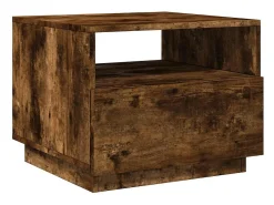 Mesa De Centro| Mesa de centro | Mesa de apoio com luzes LED 50x49x40 cm carvalho fumado Castanho