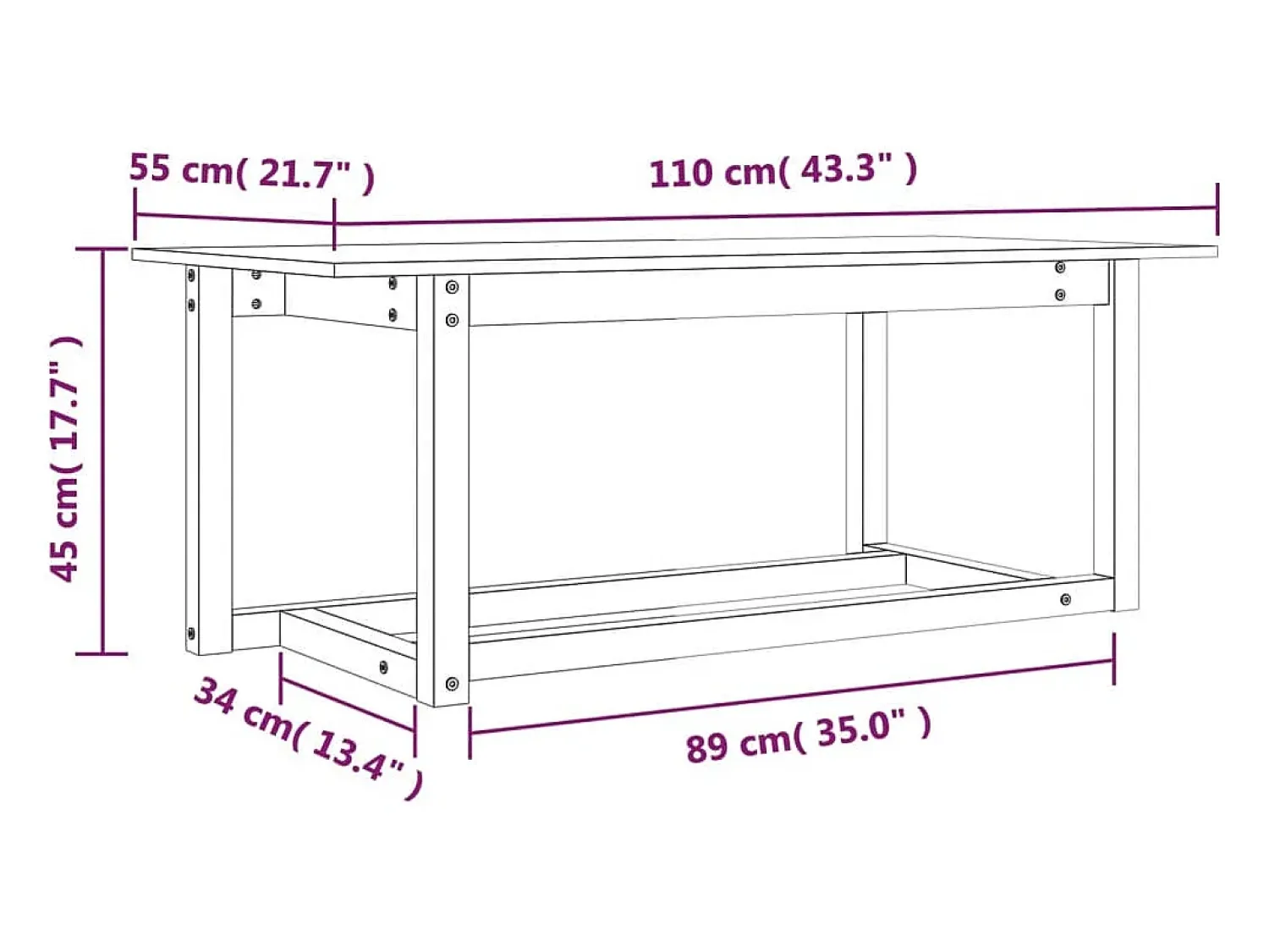 Mesa De Centro| Mesa de centro | Mesa de apoio 110x55x45 cm madeira de pinho maciça Branco