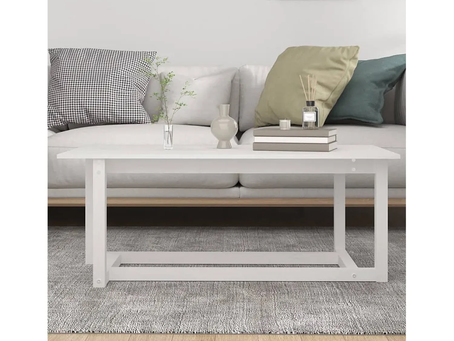 Mesa De Centro| Mesa de centro | Mesa de apoio 110x55x45 cm madeira de pinho maciça Branco