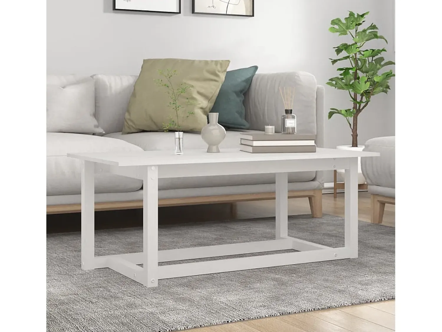 Mesa De Centro| Mesa de centro | Mesa de apoio 110x55x45 cm madeira de pinho maciça Branco