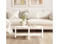 Clearance Mesa de centro | Mesa de apoio 87x48x35 cm madeira de pinho maciça Branco