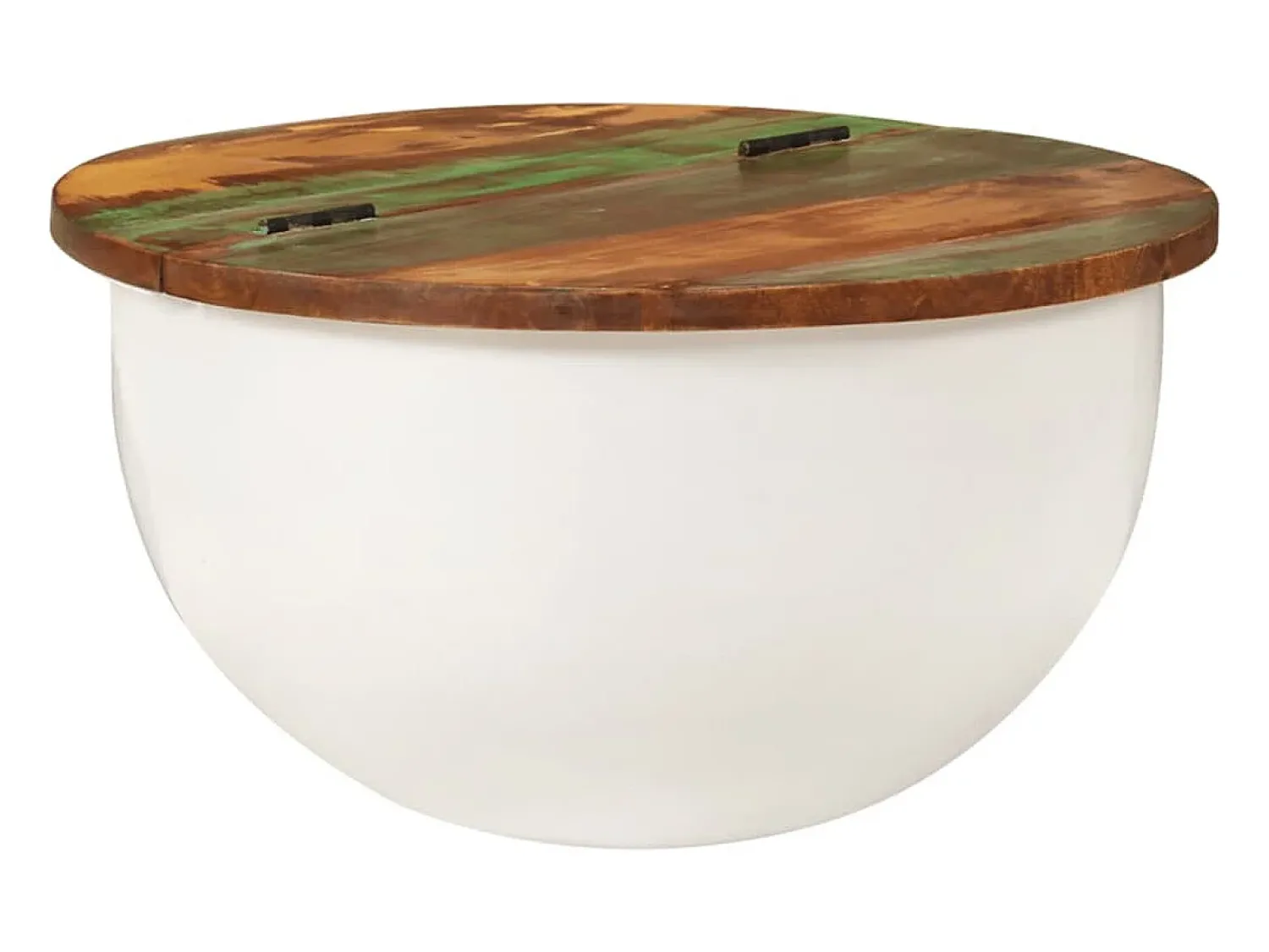 Mesa De Centro| Mesa de centro | Mesa de apoio 50x27 cm madeira recuperada maciça Branco