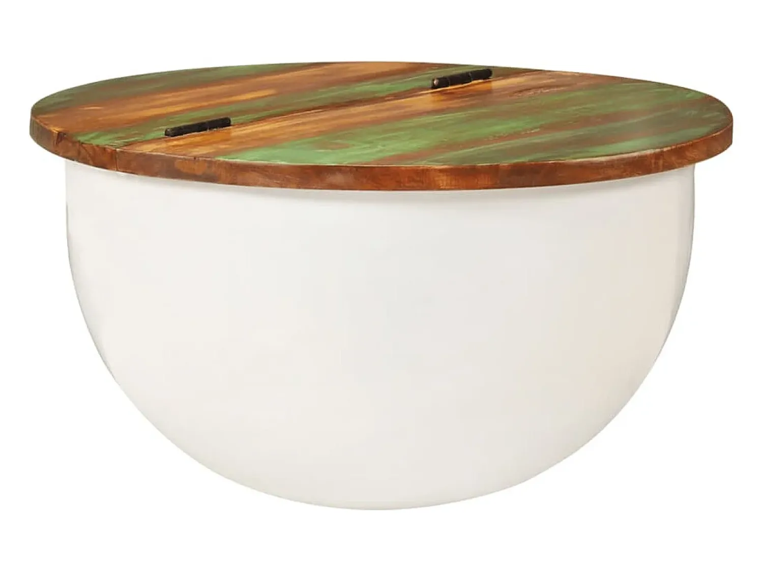 Mesa De Centro| Mesa de centro | Mesa de apoio 50x27 cm madeira recuperada maciça Branco