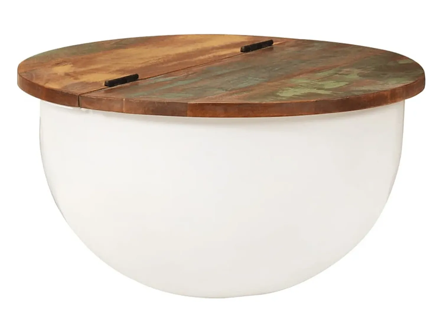 Mesa De Centro| Mesa de centro | Mesa de apoio 50x27 cm madeira recuperada maciça Branco