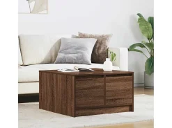 Best Mesa de centro | Mesa de apoio com gavetas 70.5x70x40 cm carvalho Castanho