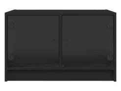 Mesa de centro | Mesa de apoio c/ portas de vidro 68x50x42 cm^ Mesa De Centro