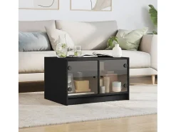Mesa de centro | Mesa de apoio c/ portas de vidro 68x50x42 cm^ Mesa De Centro