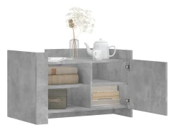 Mesa De Centro| Mesa de centro | Mesa de apoio 80x50x50 cm derivados de madeira cinza cimento Cinzento