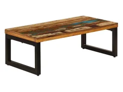 Mesa De Centro* Mesa de centro | Mesa de apoio | Mesa de café 100x50x35 cm madeira recuperada maciça e aço Castanho