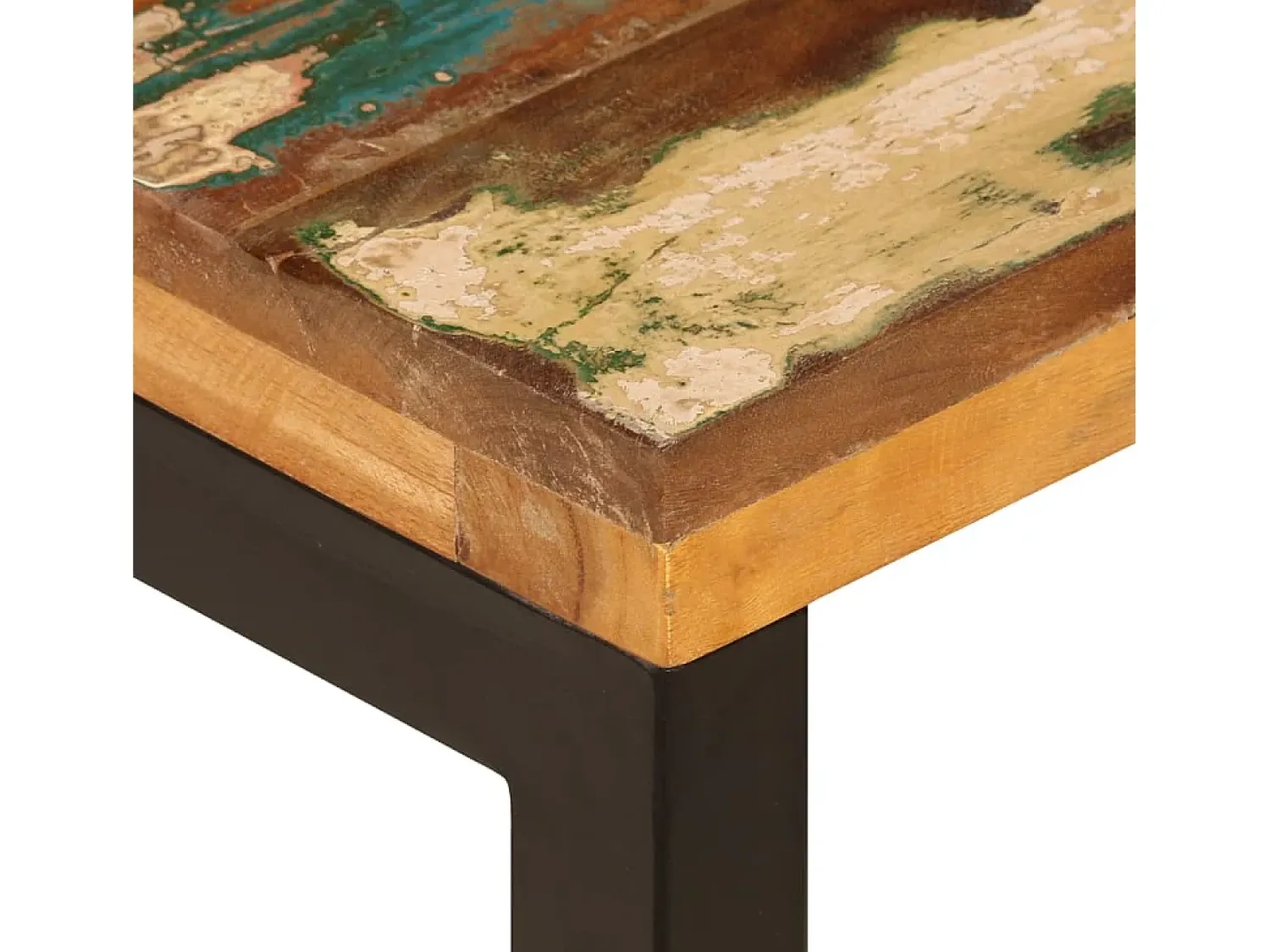 Mesa De Centro* Mesa de centro | Mesa de apoio | Mesa de café 100x50x35 cm madeira recuperada maciça e aço Castanho