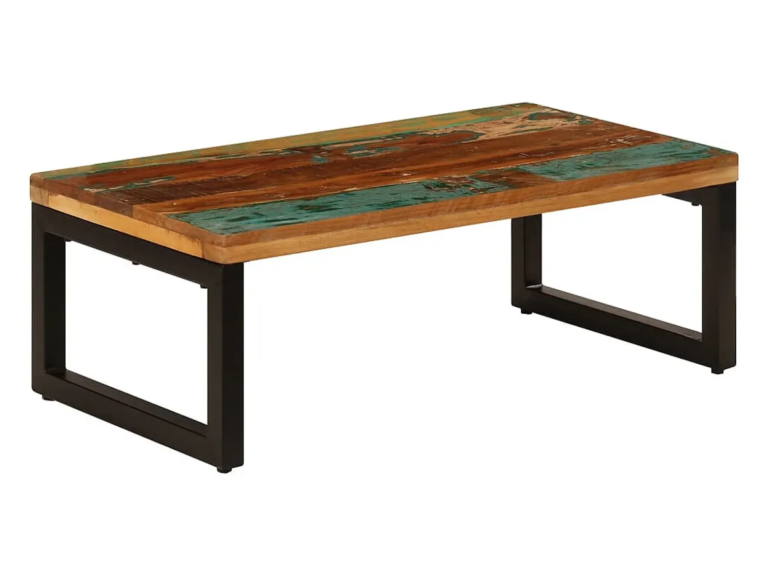 Mesa De Centro* Mesa de centro | Mesa de apoio | Mesa de café 100x50x35 cm madeira recuperada maciça e aço Castanho