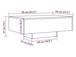 Mesa De Centro| Mesa de centro | Mesa de apoio | Mesa de café 85x55x31 cm derivados de madeira madeira velha Castanho
