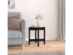 Mesa De Centro| Mesa de centro | Mesa de apoio Ø 42.5x45 cm madeira de pinho maciça Preto