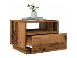 Mesa de centro | Mesa de apoio com luzes LED 50x49x40 cm madeira velha^ Mesa De Centro