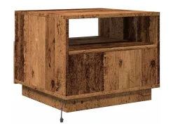 Mesa de centro | Mesa de apoio com luzes LED 50x49x40 cm madeira velha^ Mesa De Centro