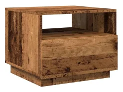 Mesa de centro | Mesa de apoio com luzes LED 50x49x40 cm madeira velha^ Mesa De Centro