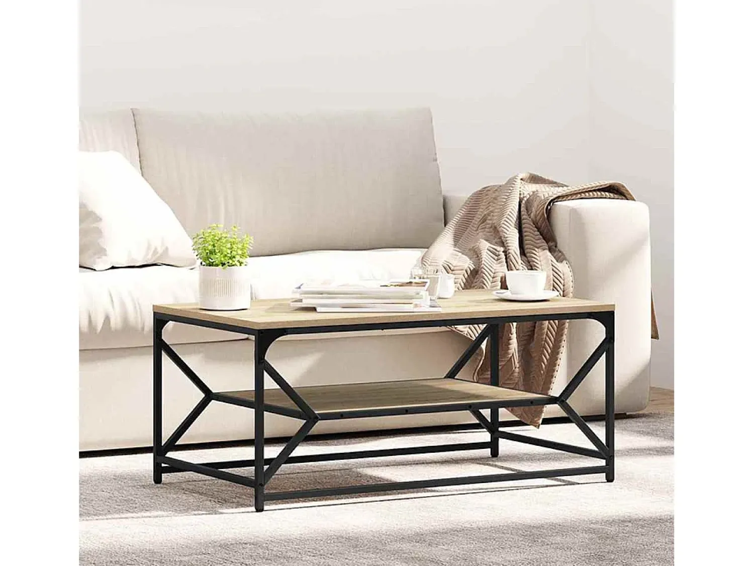 Mesa De Centro| Mesa de centro | Mesa de apoio | Mesa de café Carvalho sonoma 90x50x40 cm Castanho