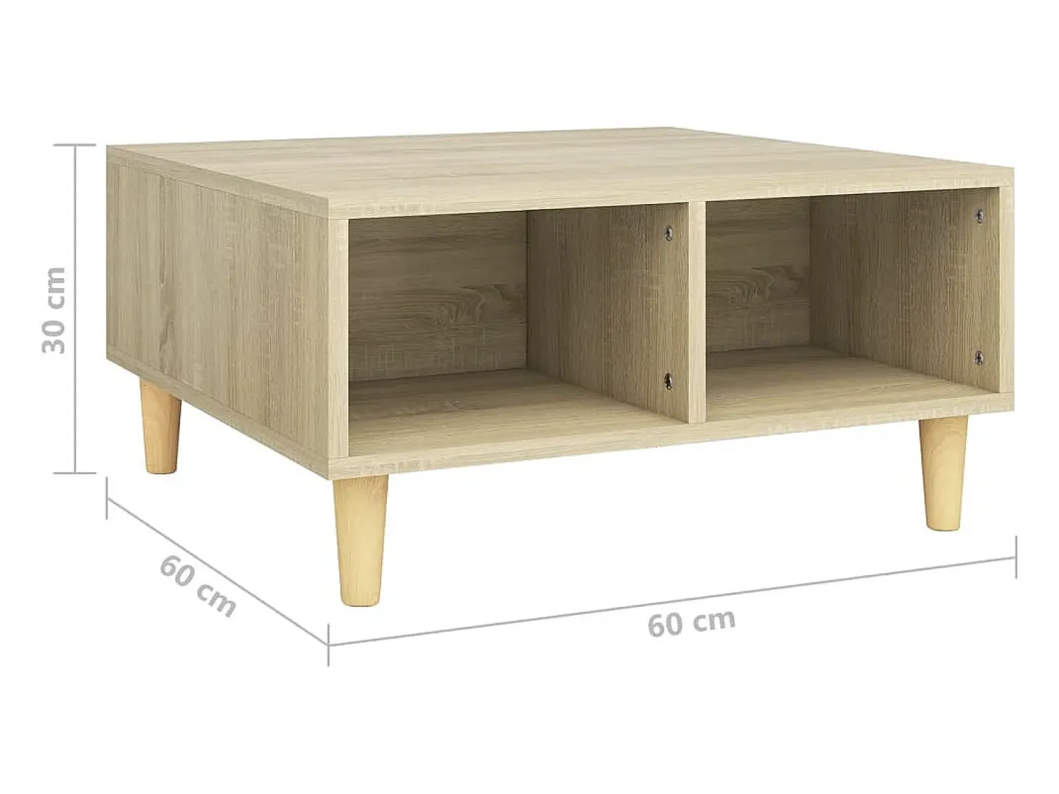 Mesa de centro | Mesa de apoio 60x60x30 cm derivados de madeira carvalho sonoma^ Mesa De Centro