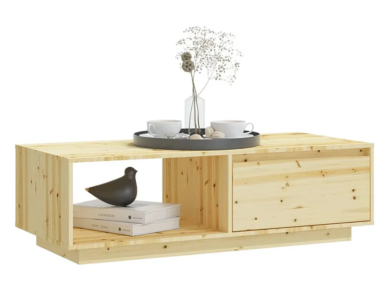 Discount Mesa de centro | Mesa de apoio | Mesa de café 110x50x33.5 cm abeto maciço Castanho