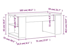 Mesa De Centro* Mesa de centro | Mesa de apoio 102x55x42 cm derivados de madeira Branco