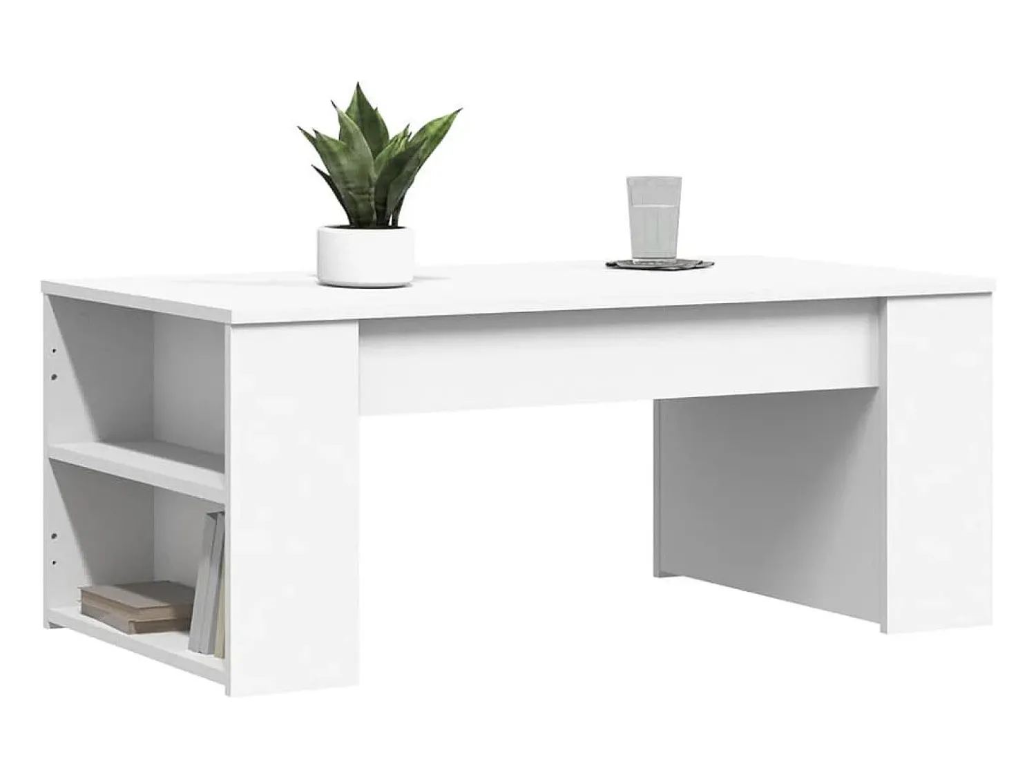 Mesa De Centro* Mesa de centro | Mesa de apoio 102x55x42 cm derivados de madeira Branco