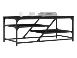 Mesa De Centro| Mesa de centro | Mesa de apoio 100x49x40 cm derivados de madeira Preto