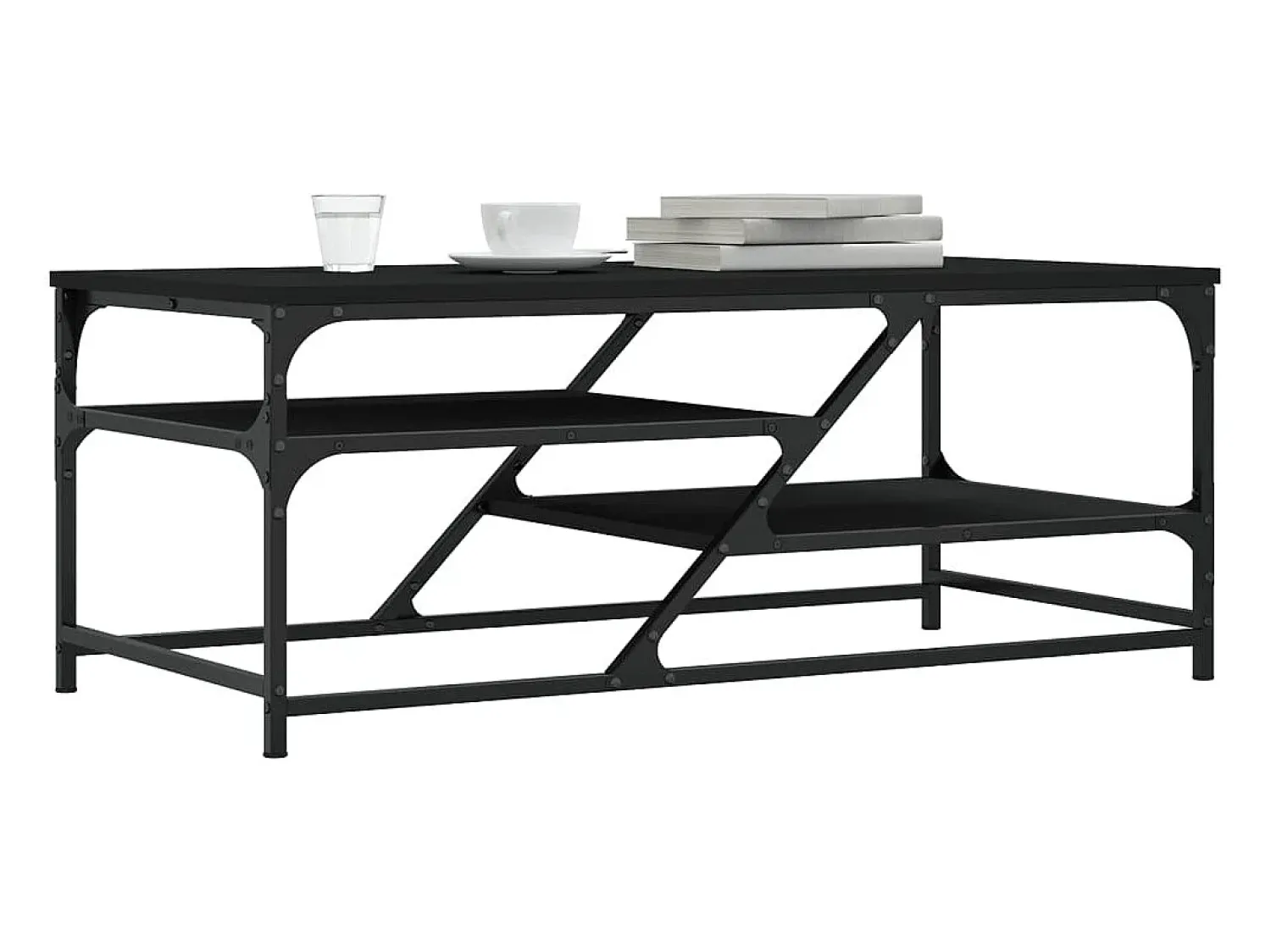 Mesa De Centro| Mesa de centro | Mesa de apoio 100x49x40 cm derivados de madeira Preto