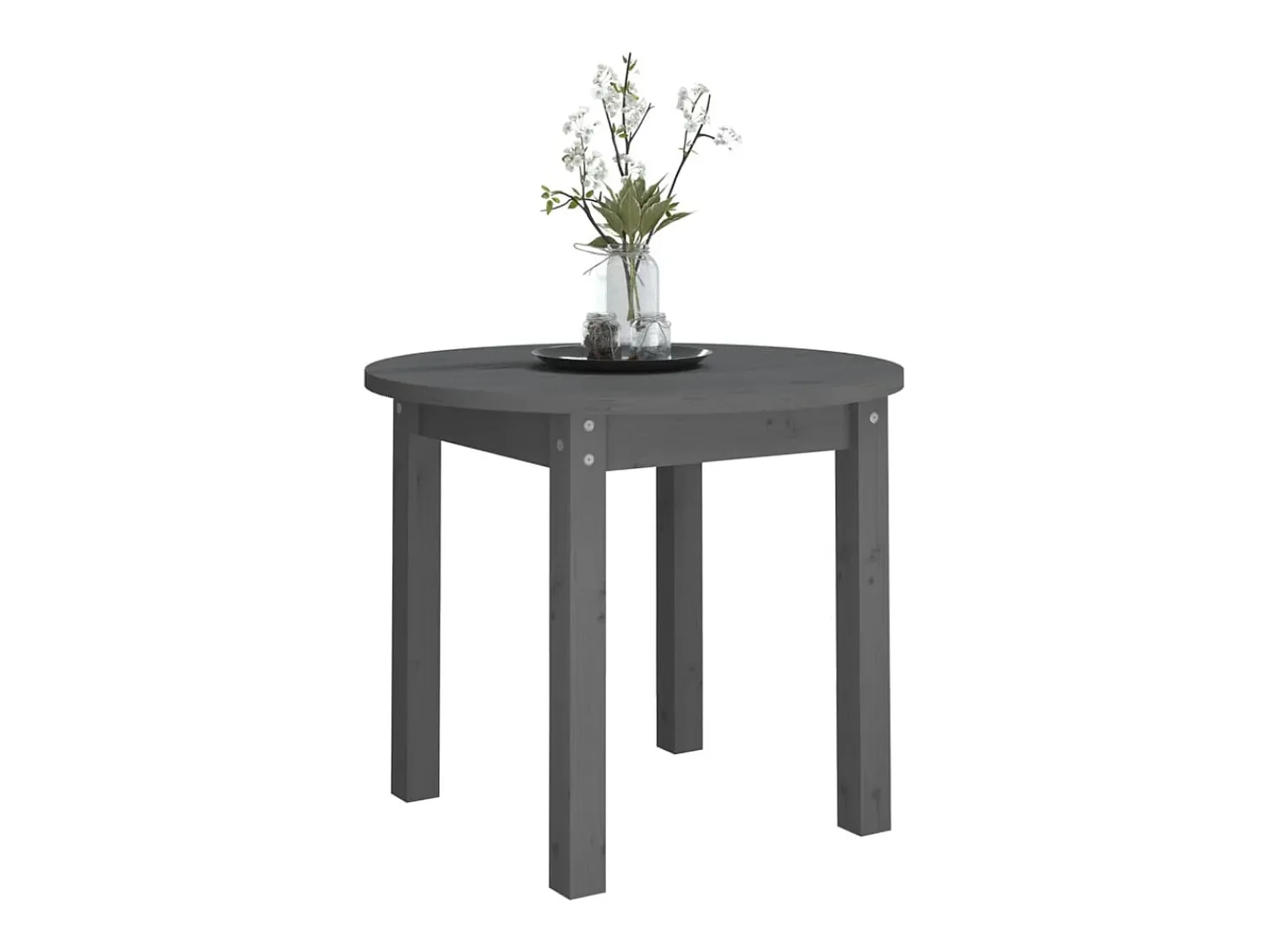 Mesa De Centro| Mesa de centro | Mesa de apoio Ø 55x45 cm madeira de pinho maciça Cinzento
