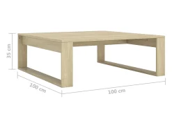 Mesa De Centro* Mesa de centro | Mesa de apoio 100x100x35 cm derivados madeira carvalho sonoma Castanho
