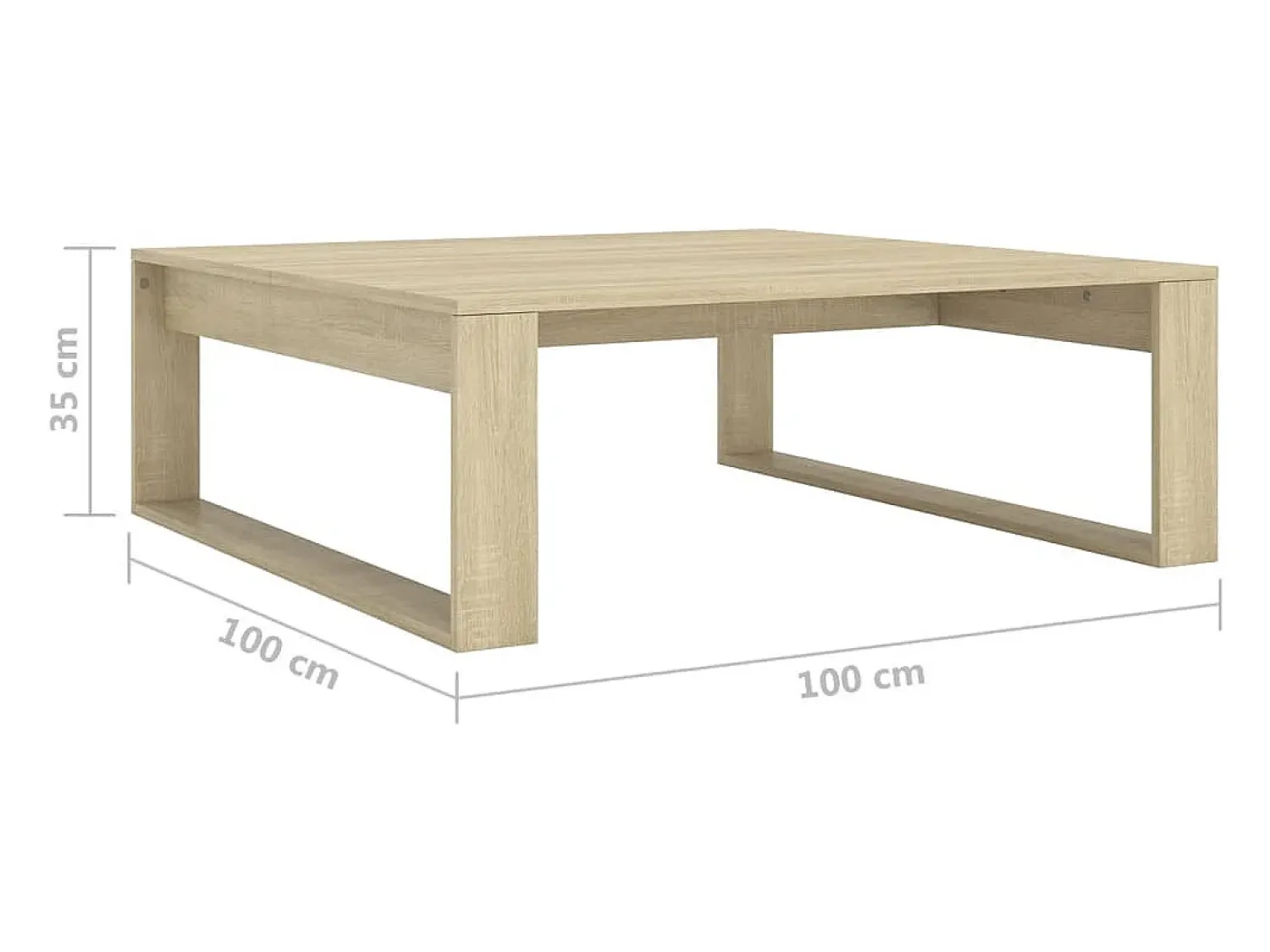 Mesa De Centro* Mesa de centro | Mesa de apoio 100x100x35 cm derivados madeira carvalho sonoma Castanho