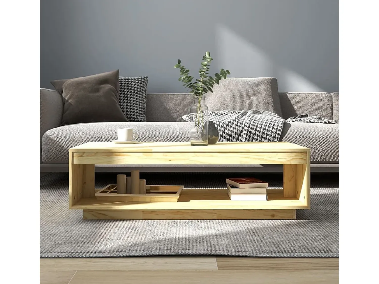 Mesa De Centro* Mesa de centro | Mesa de apoio | Mesa de café 110x50x33.5 cm madeira de pinho maciça Castanho