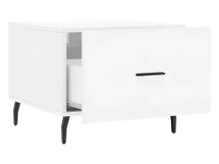Clearance Mesa de centro | Mesa de apoio 50x50x40 cm madeira processada brilhante Branco