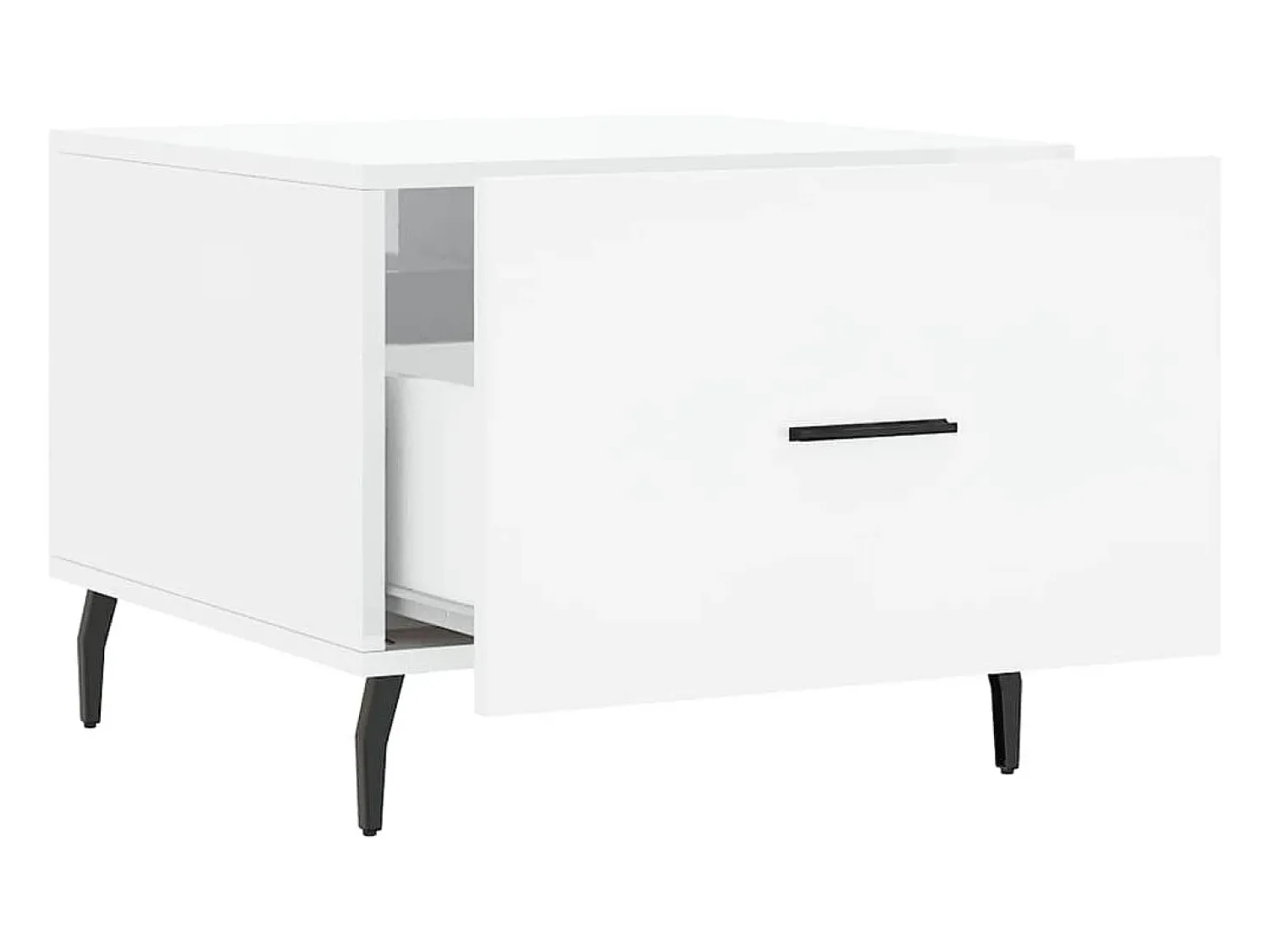 Clearance Mesa de centro | Mesa de apoio 50x50x40 cm madeira processada brilhante Branco