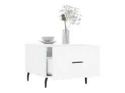 Clearance Mesa de centro | Mesa de apoio 50x50x40 cm madeira processada brilhante Branco
