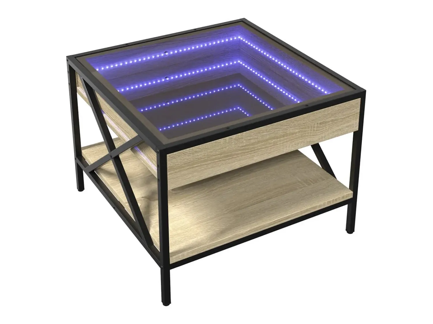 Online Mesa de centro | Mesa de apoio luzes LED Infinity 50x50x38 cm carvalho sonoma Castanho